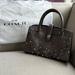 COACH Mercer Satchel 24 with star rivets - metallic silver